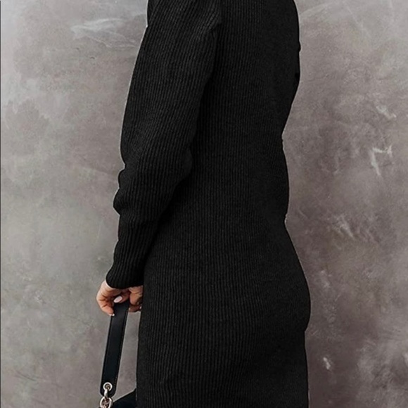 Pretty Garden Long  sleeve little black Sweater Dress - Picture 4 of 5